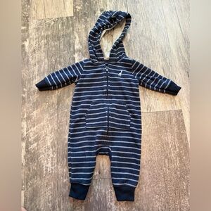 Carter's Navy Striped fleece suit